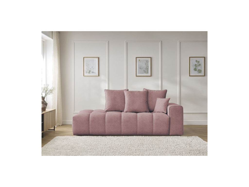 Fixed Straight Ultra-Soft Sofa - Mont-White - Velvet - Right Armrest