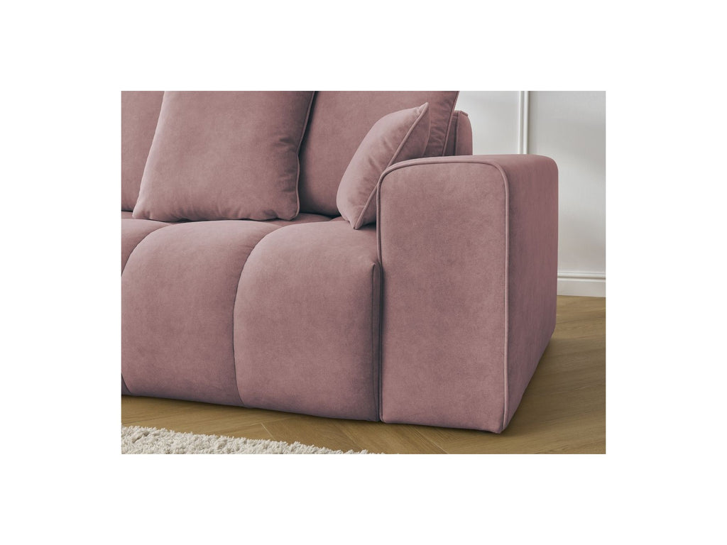 Fixed Straight Ultra-Soft Sofa - Mont-White - Velvet - Right Armrest