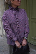 Clara Blouse Burgundy Stripe