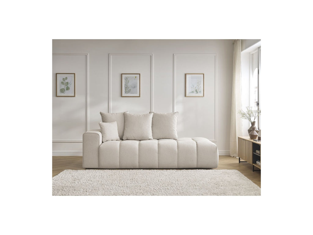 Fixed Straight Sofa - Mont-White - Heathered Fabric - Left Armrest