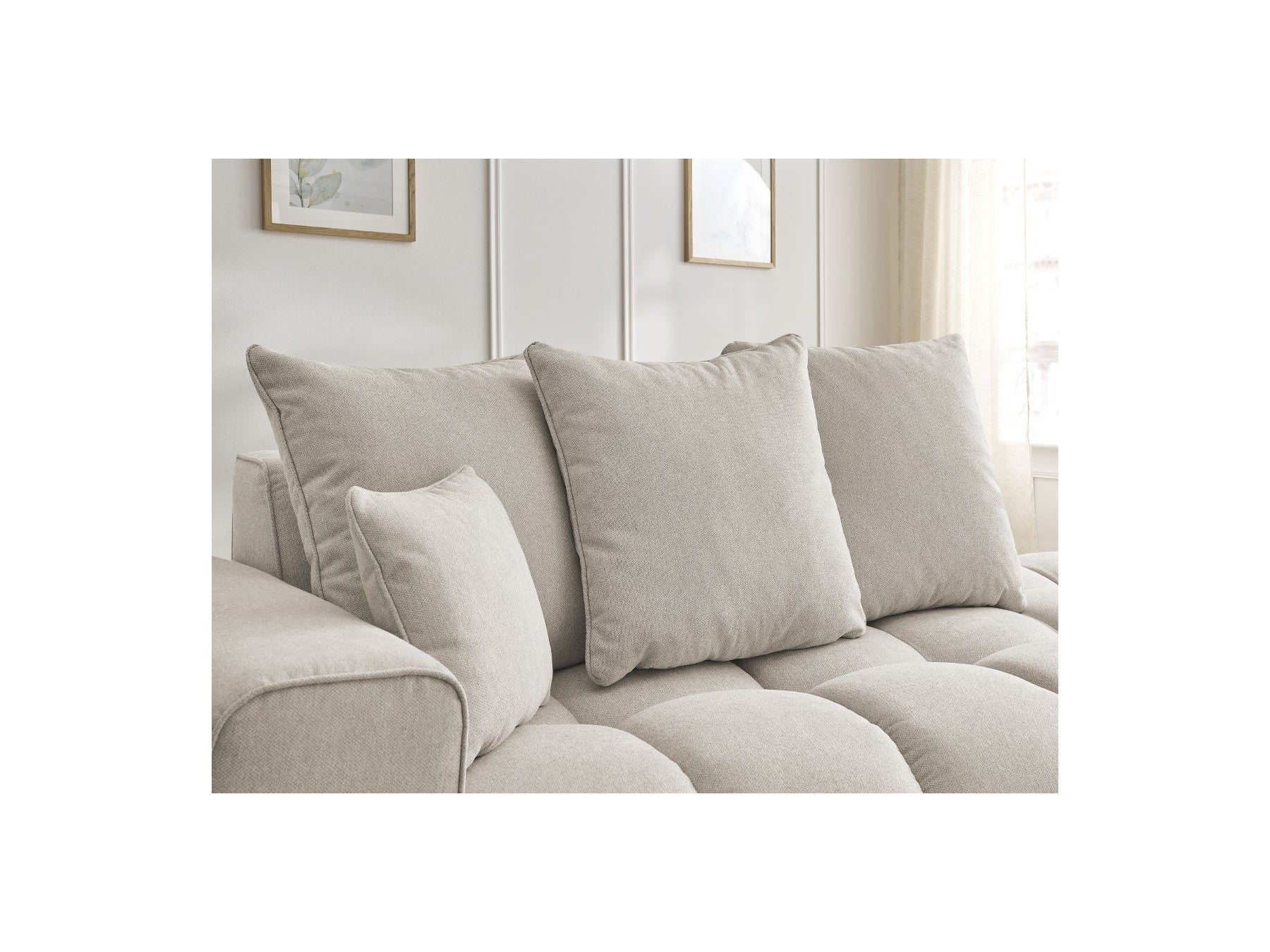 Fixed Straight Sofa - Mont-White - Heathered Fabric - Left Armrest