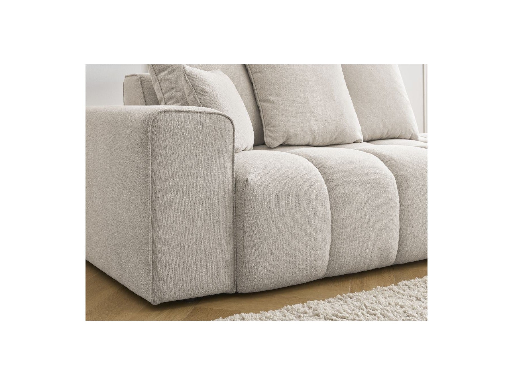 Fixed Straight Sofa - Mont-White - Heathered Fabric - Left Armrest