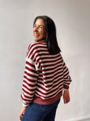 Pull Pia Bourgogne Et Beige