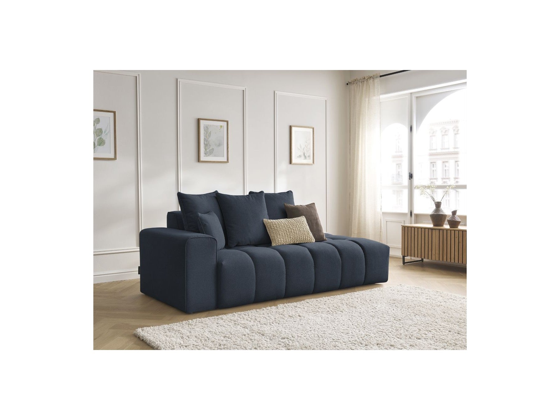 Fixed Straight Sofa - Mont-White - Heathered Fabric - Left Armrest