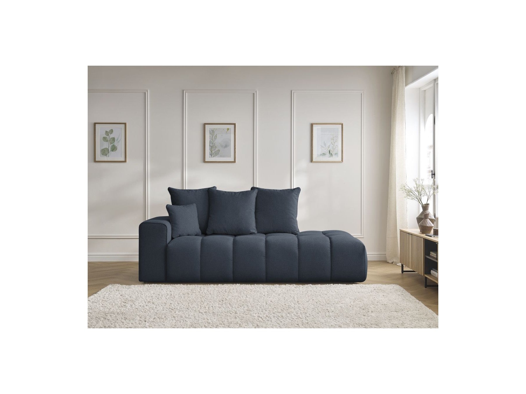 Fixed Straight Sofa - Mont-White - Heathered Fabric - Left Armrest