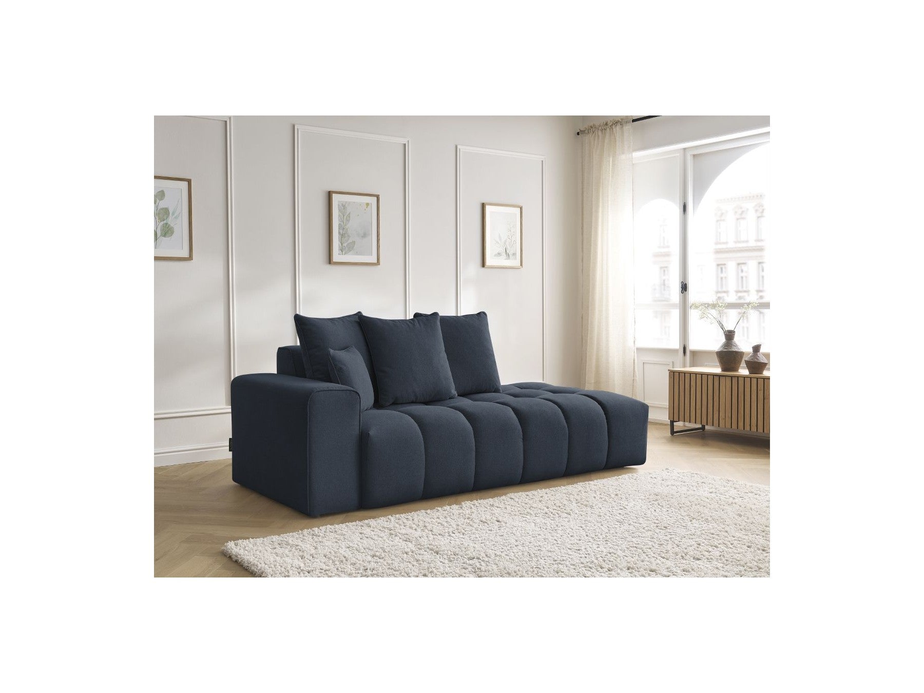Fixed Straight Sofa - Mont-White - Heathered Fabric - Left Armrest
