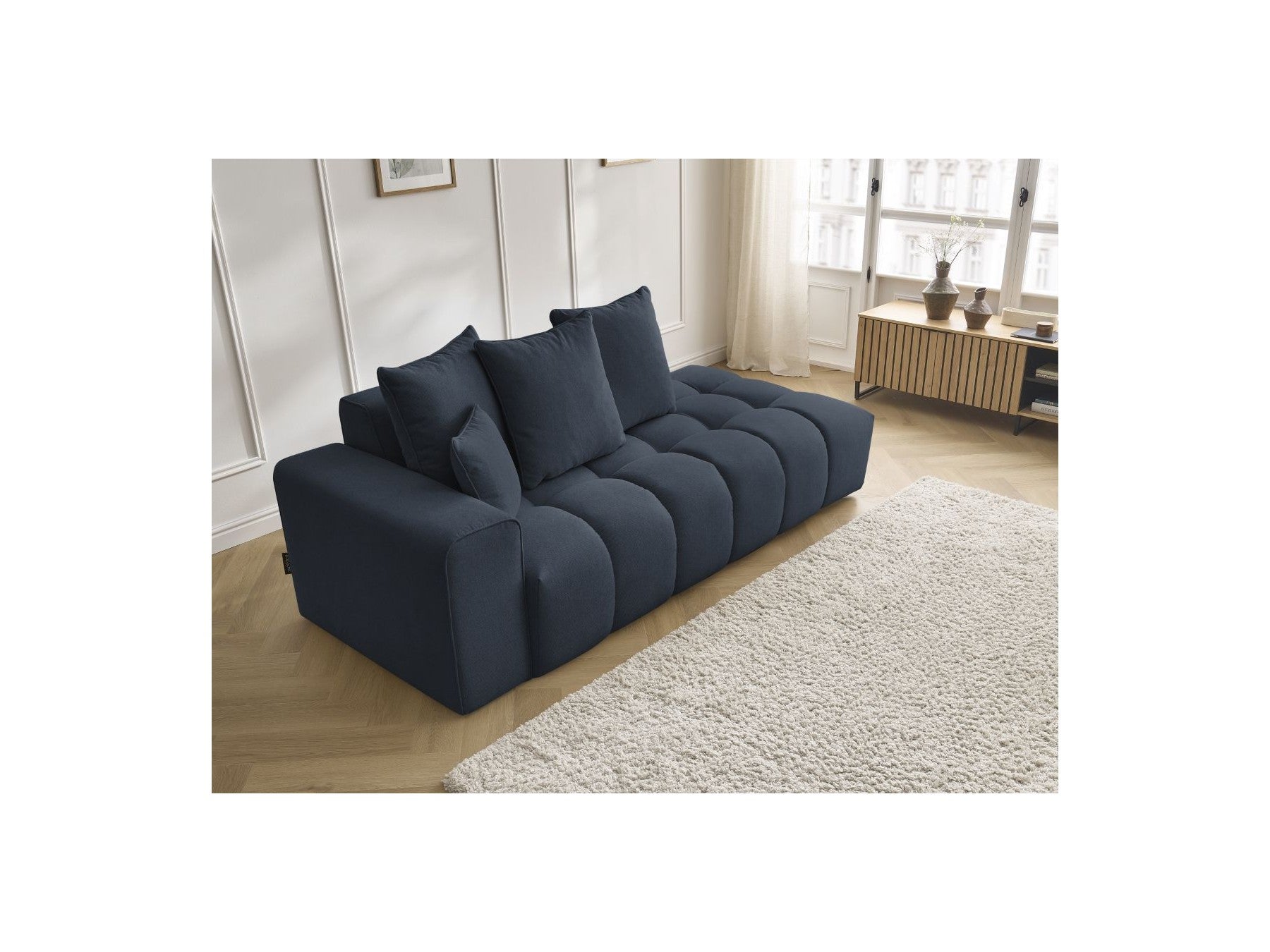Fixed Straight Sofa - Mont-White - Heathered Fabric - Left Armrest