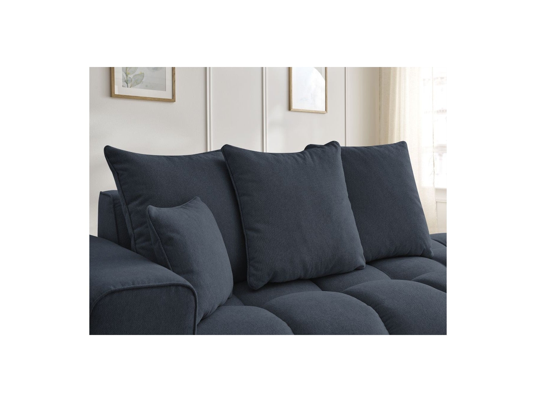 Fixed Straight Sofa - Mont-White - Heathered Fabric - Left Armrest