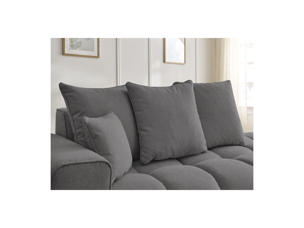 Fixed Straight Sofa - Mont-White - Heathered Fabric - Left Armrest