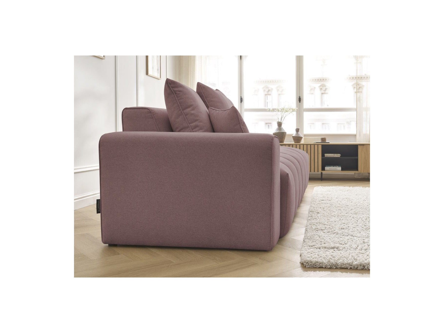 Fixed Straight Sofa - Mont-White - Heathered Fabric - Left Armrest