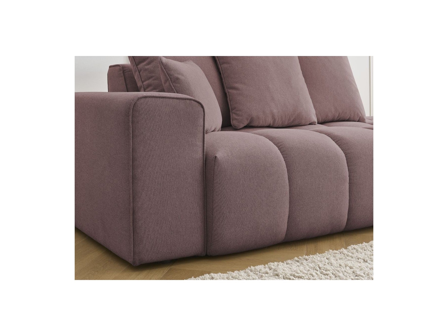 Fixed Straight Sofa - Mont-White - Heathered Fabric - Left Armrest