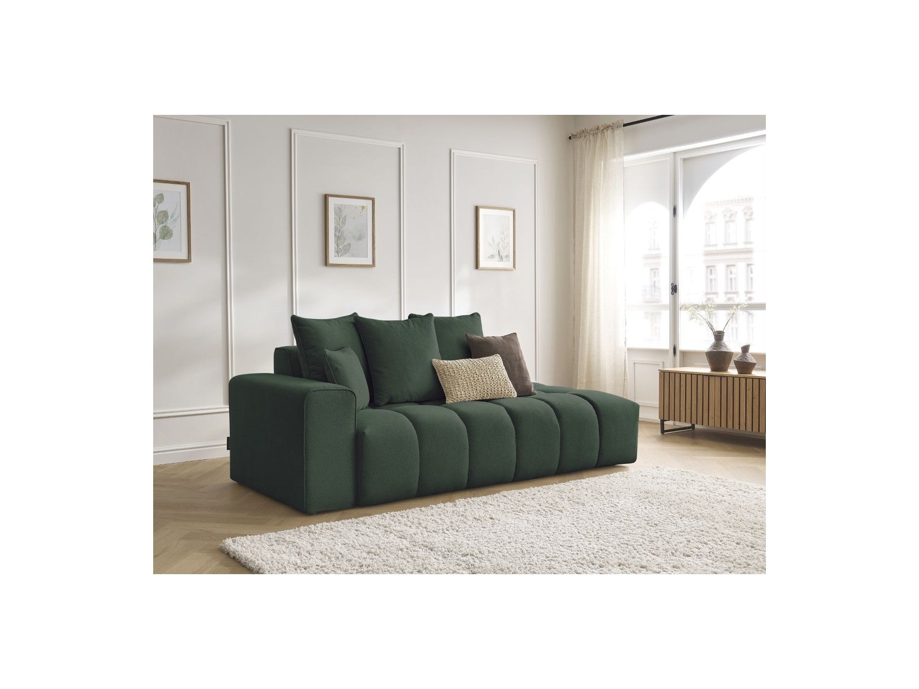 Fixed Straight Sofa - Mont-White - Heathered Fabric - Left Armrest