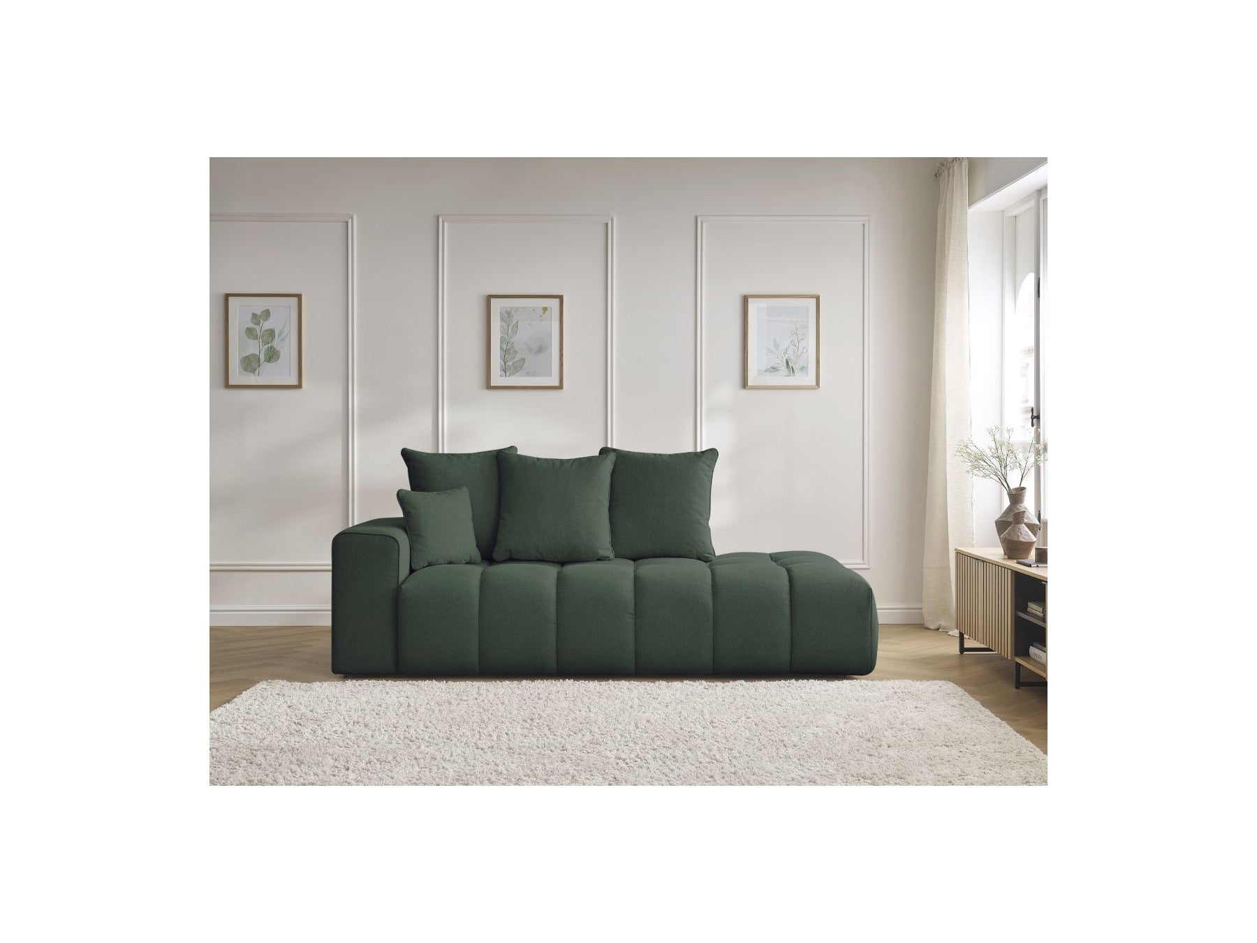 Fixed Straight Sofa - Mont-White - Heathered Fabric - Left Armrest