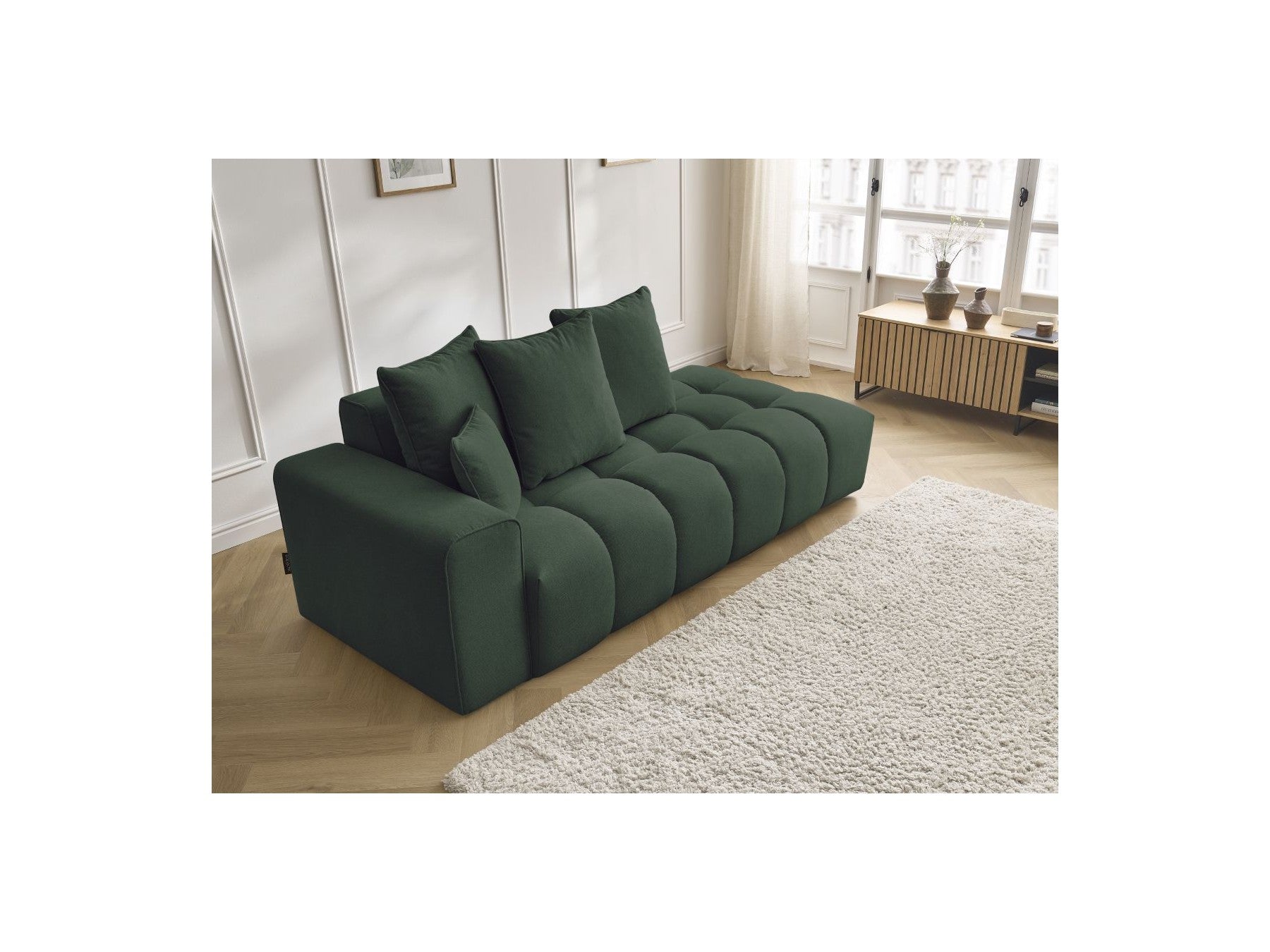 Fixed Straight Sofa - Mont-White - Heathered Fabric - Left Armrest