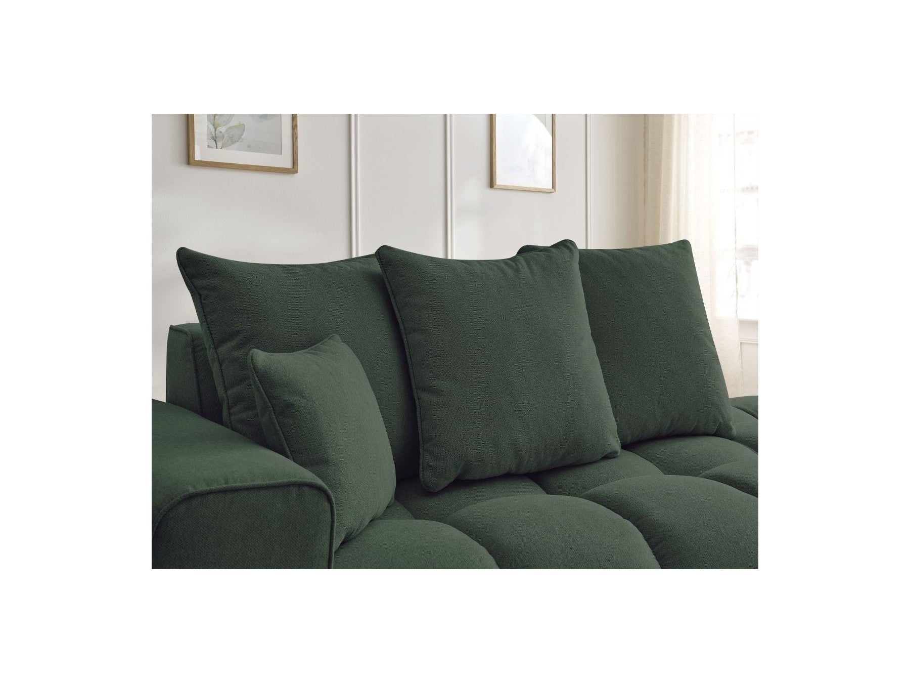 Fixed Straight Sofa - Mont-White - Heathered Fabric - Left Armrest