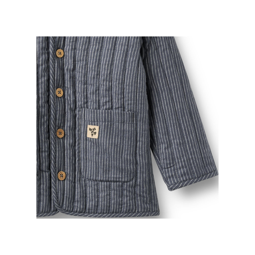 Siggo Quilted Jacket - Greyblue Slub Stripe