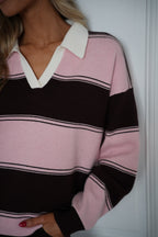 Pull Rayé Monika - Chocolat/Rose