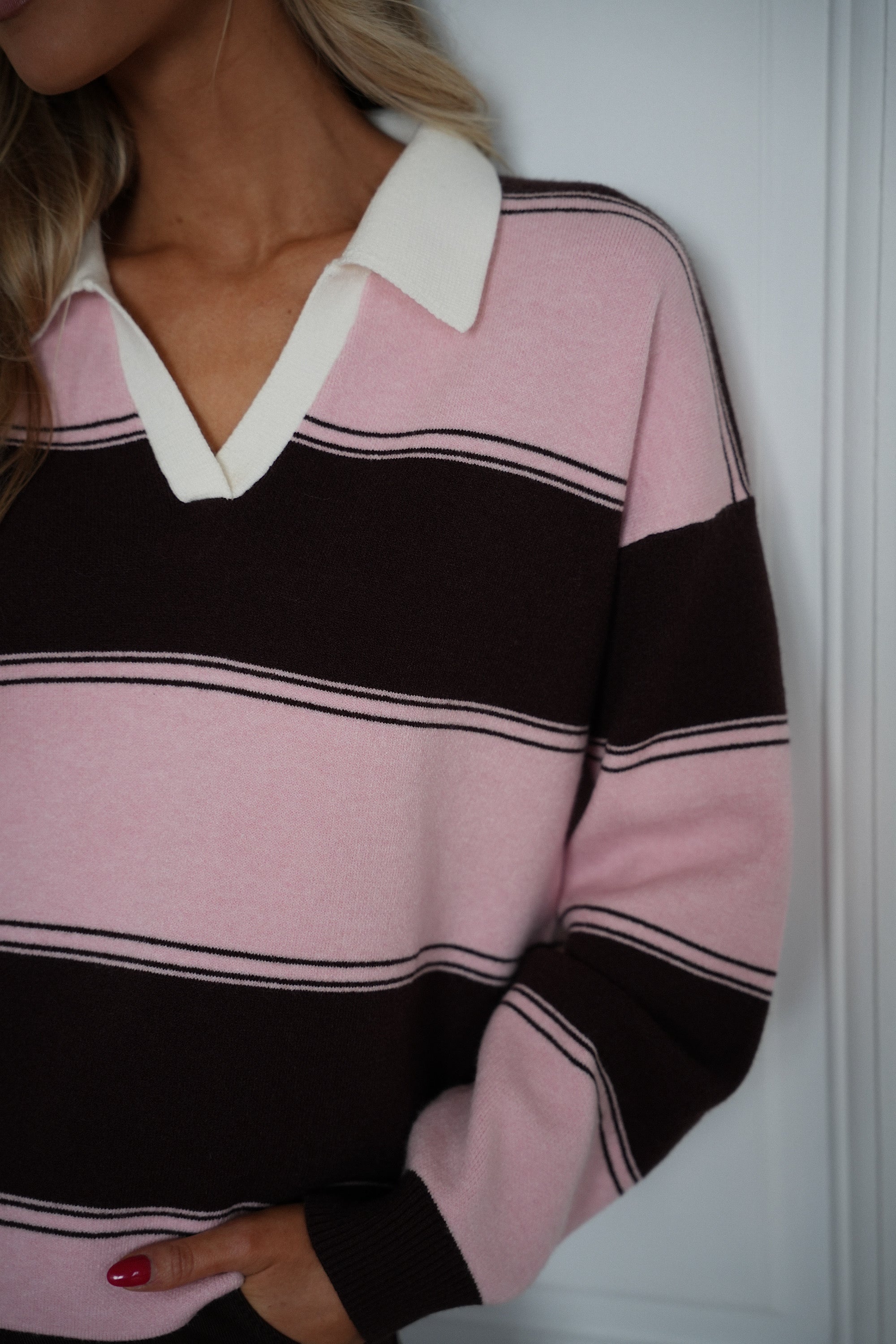 Pull Rayé Monika - Chocolat/Rose