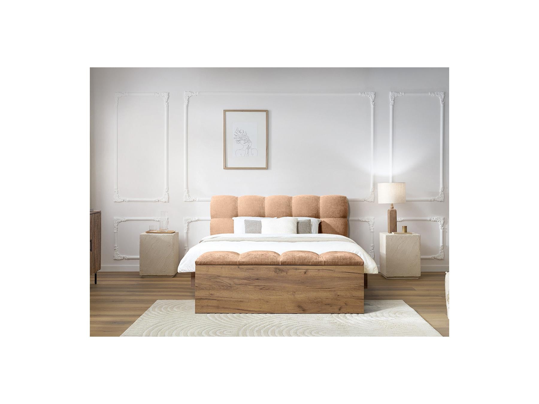 Cama con lamas macizas - Kumo - Patas de madera natural + Pie de cama con lamas macizas - Kumo