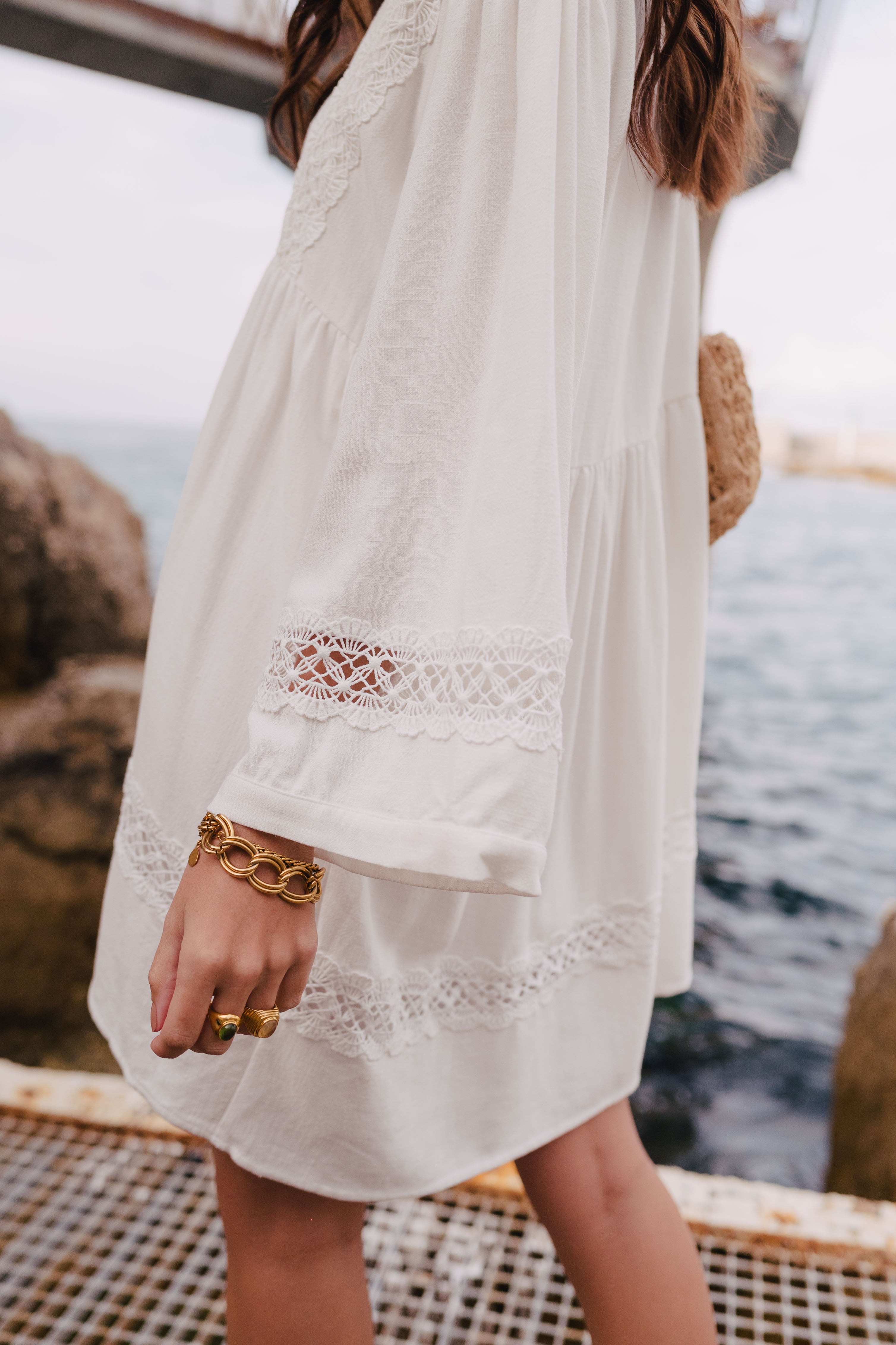 Alicia Linen Viscose White Dress