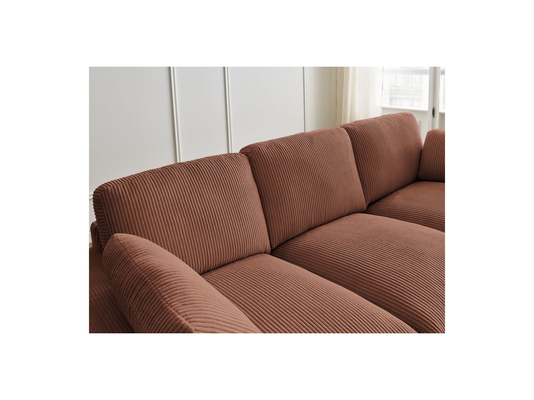 Belair - Canapé Droit Fixe Compact - Velours Côtelé