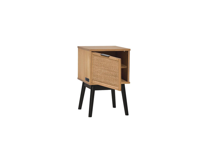 Bedside Table - Albi - Solid Wood and Rattan