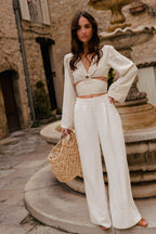 Top Élia Lino Viscosa Beige