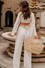 Top Élia Lino Viscosa Beige