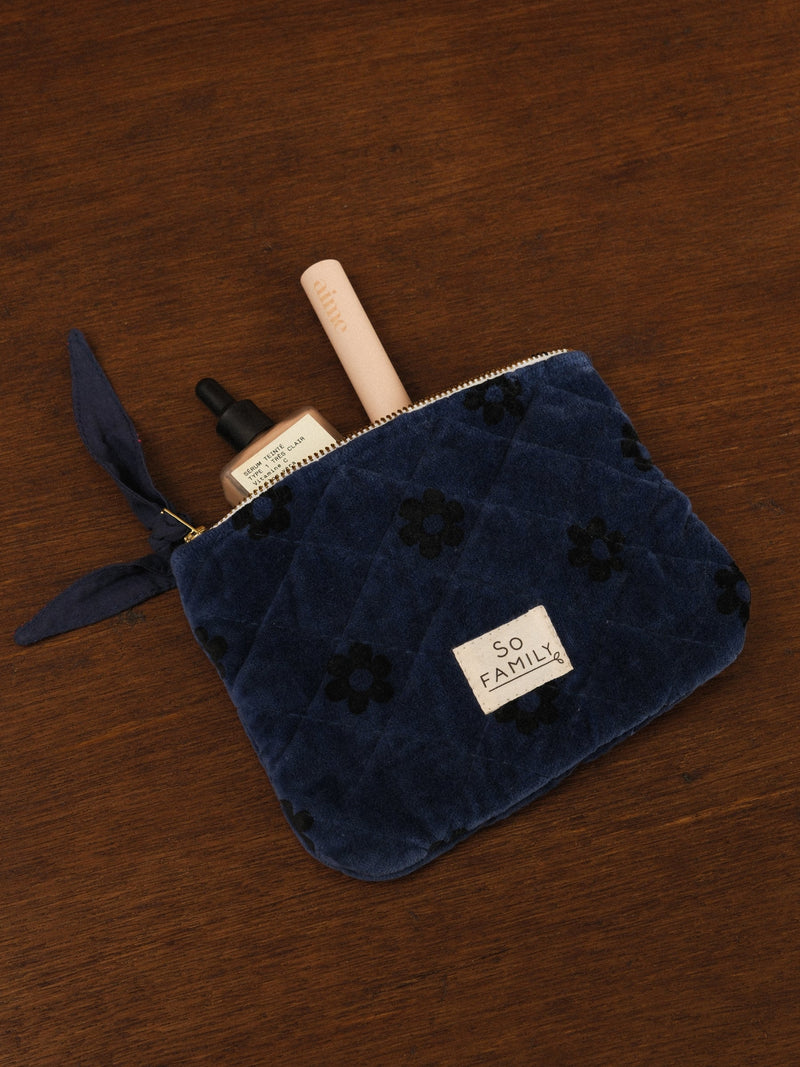 Petite Pochette Velours Fleurs
