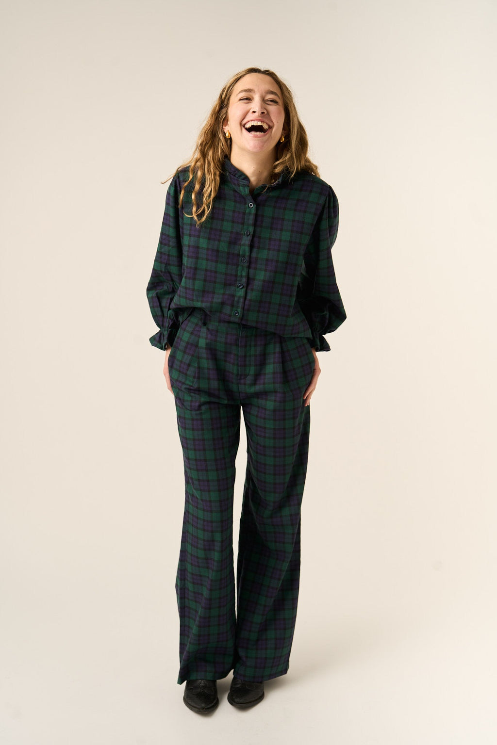 Green And Navy Alia Trousers