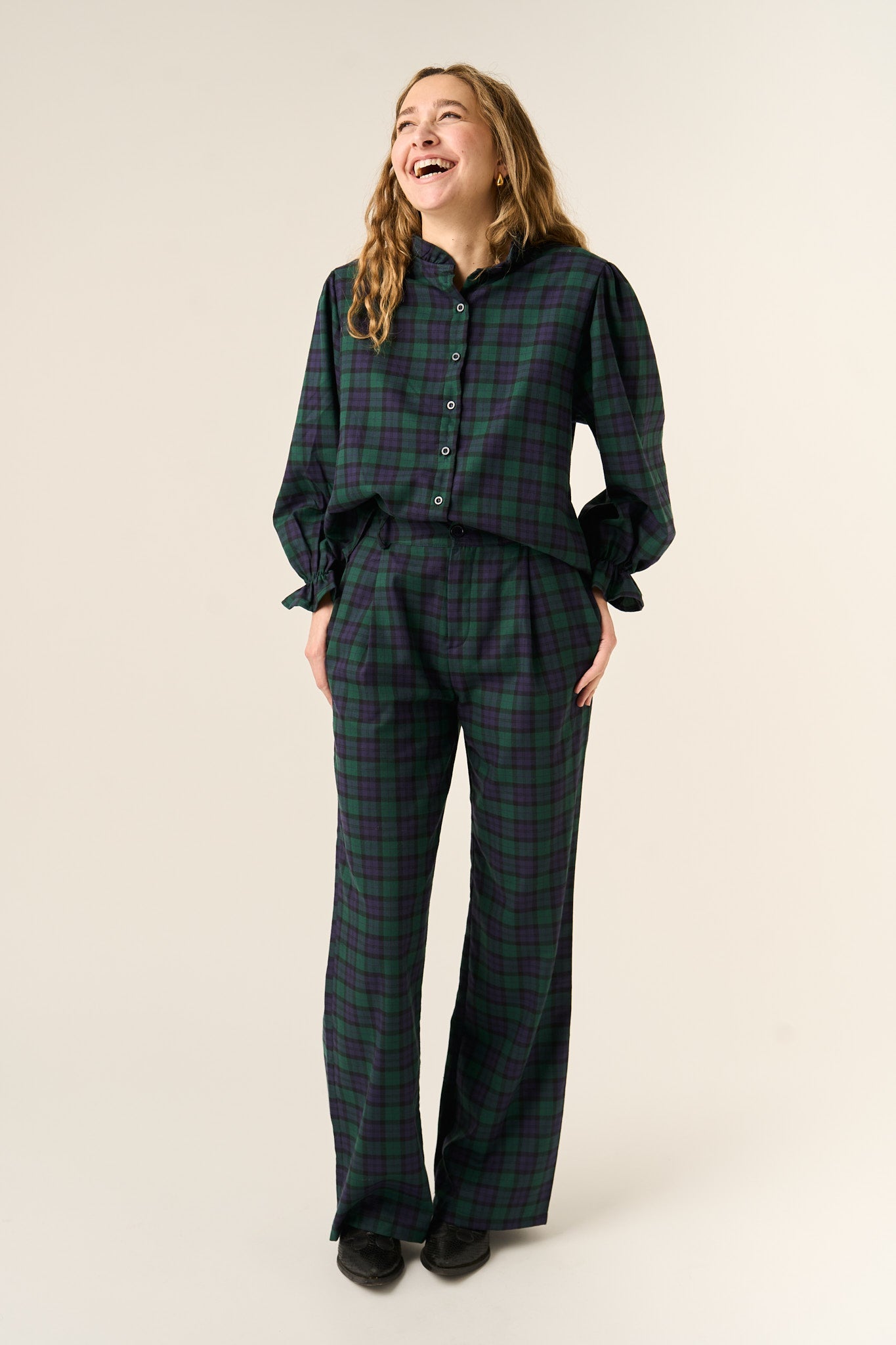 Green And Navy Alia Trousers
