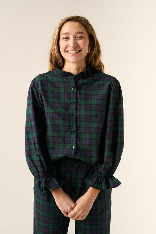 Chemisier Alia Vert Et Bleu Marine