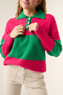 Pull Paola Fuchsia Et Vert