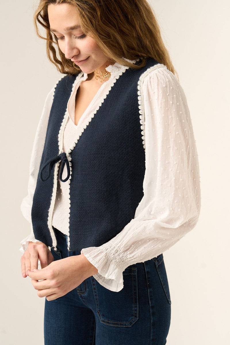 Gilet En Tricot Bleu Marine