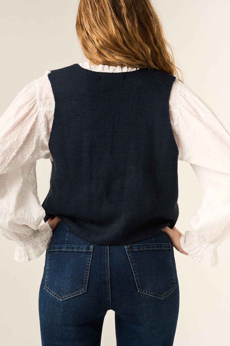 Gilet En Tricot Bleu Marine
