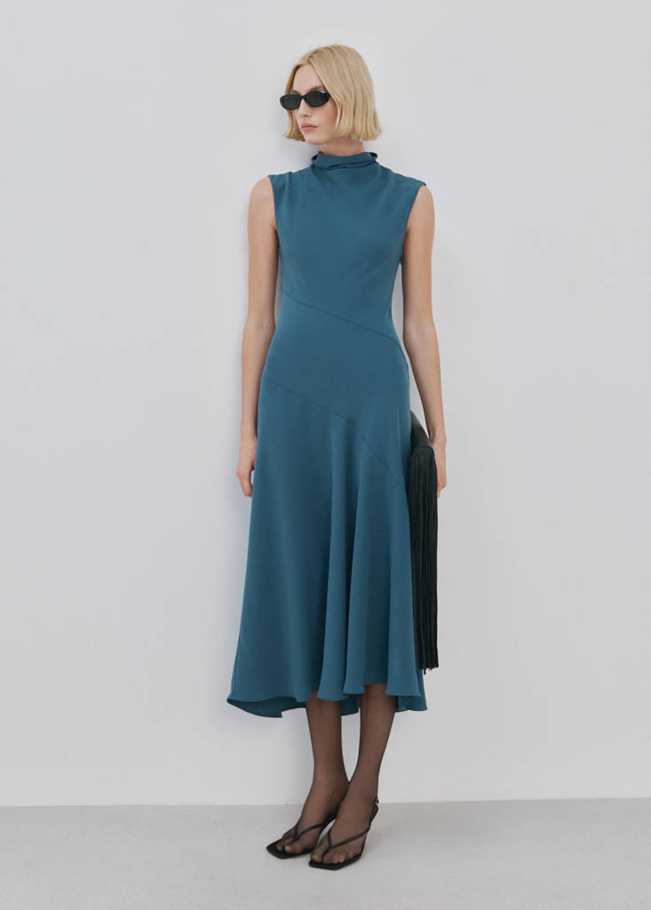 Robe Longue À Col Drapé