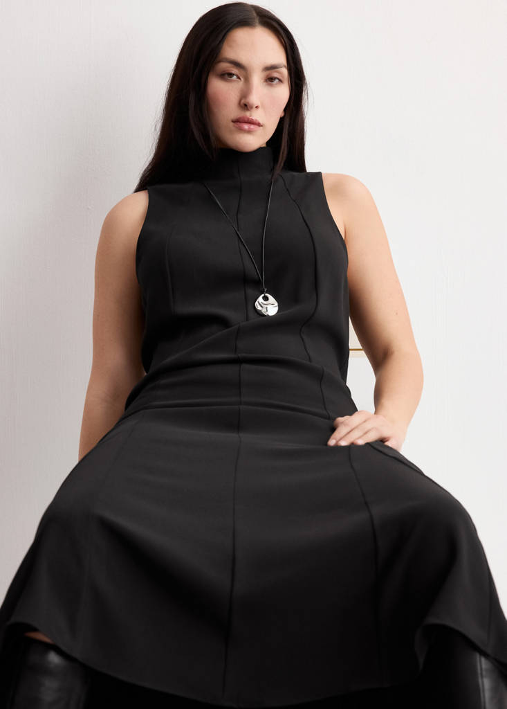 Robe Col Montant Godets