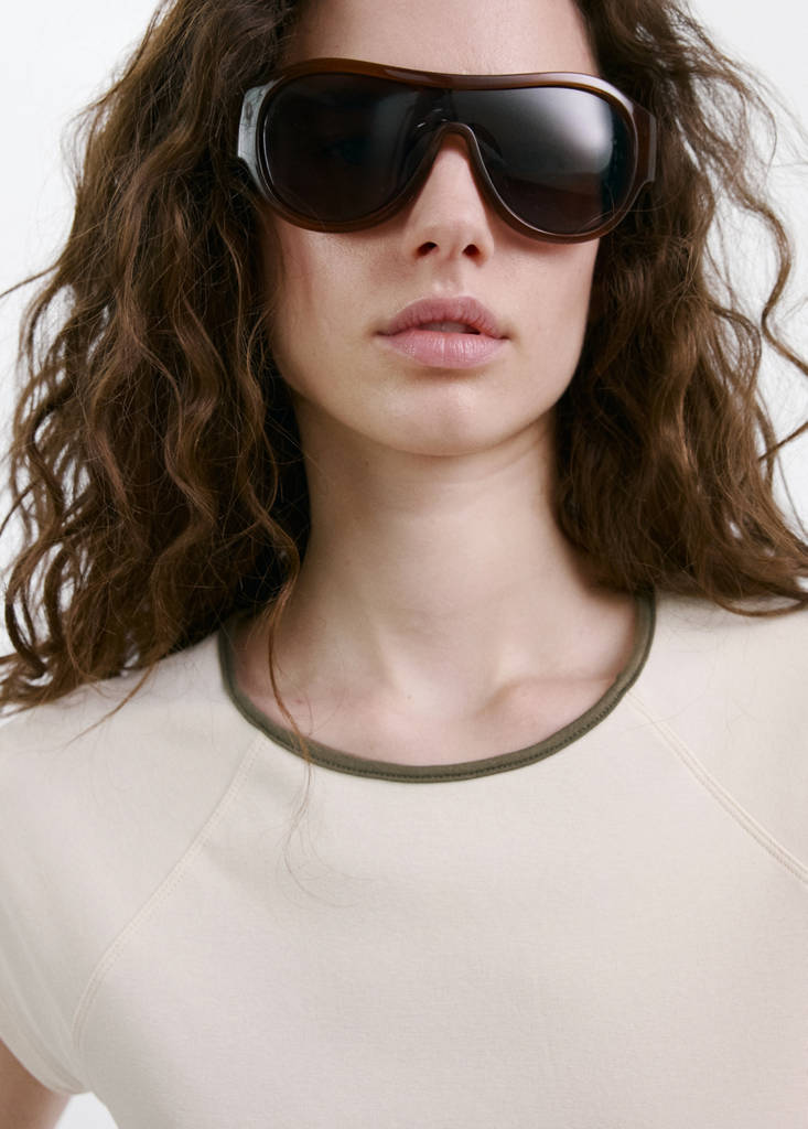 T-Shirt En Coton Avec Liseré Contrasté
