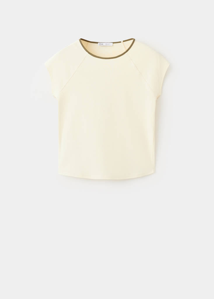 T-Shirt En Coton Avec Liseré Contrasté