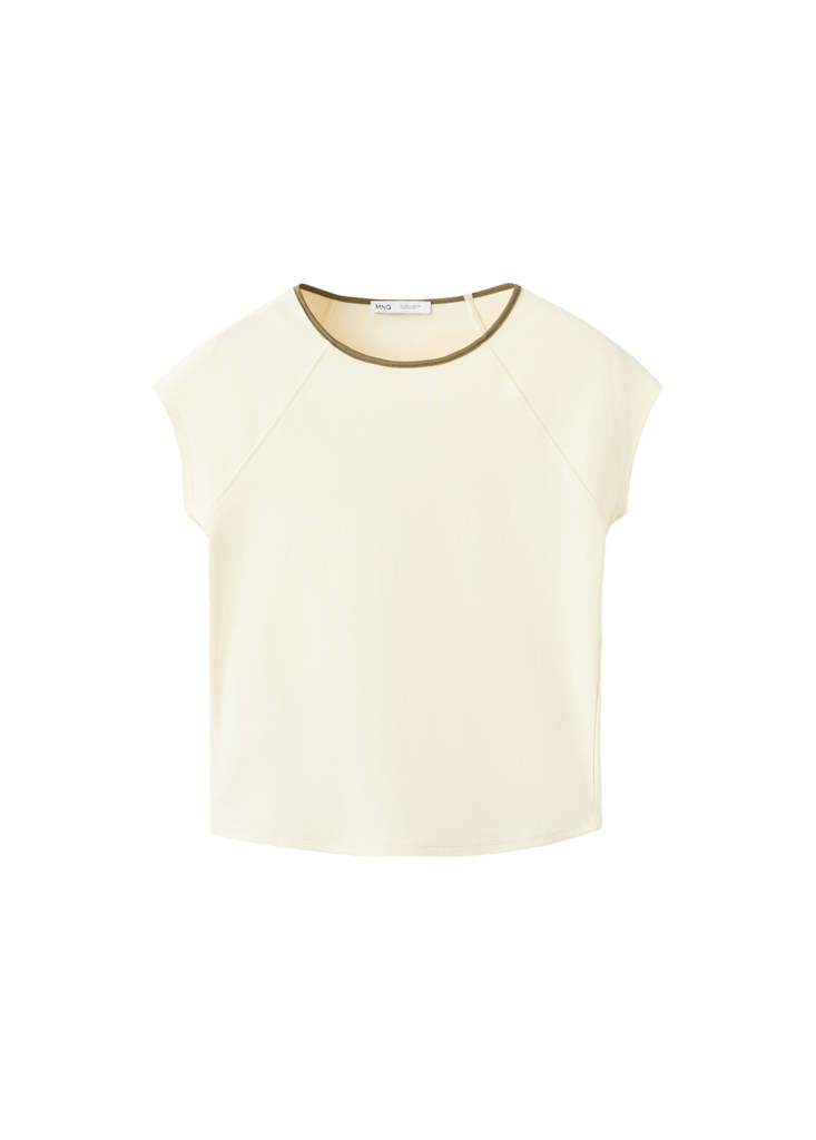 T-Shirt En Coton Avec Liseré Contrasté