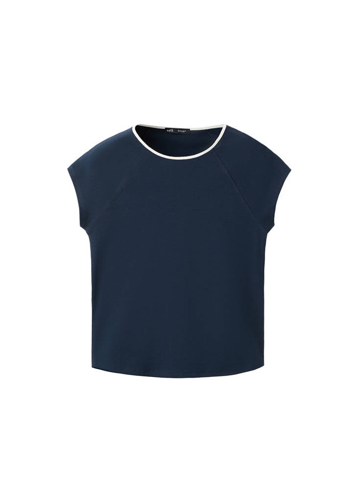 T-Shirt En Coton Avec Liseré Contrasté