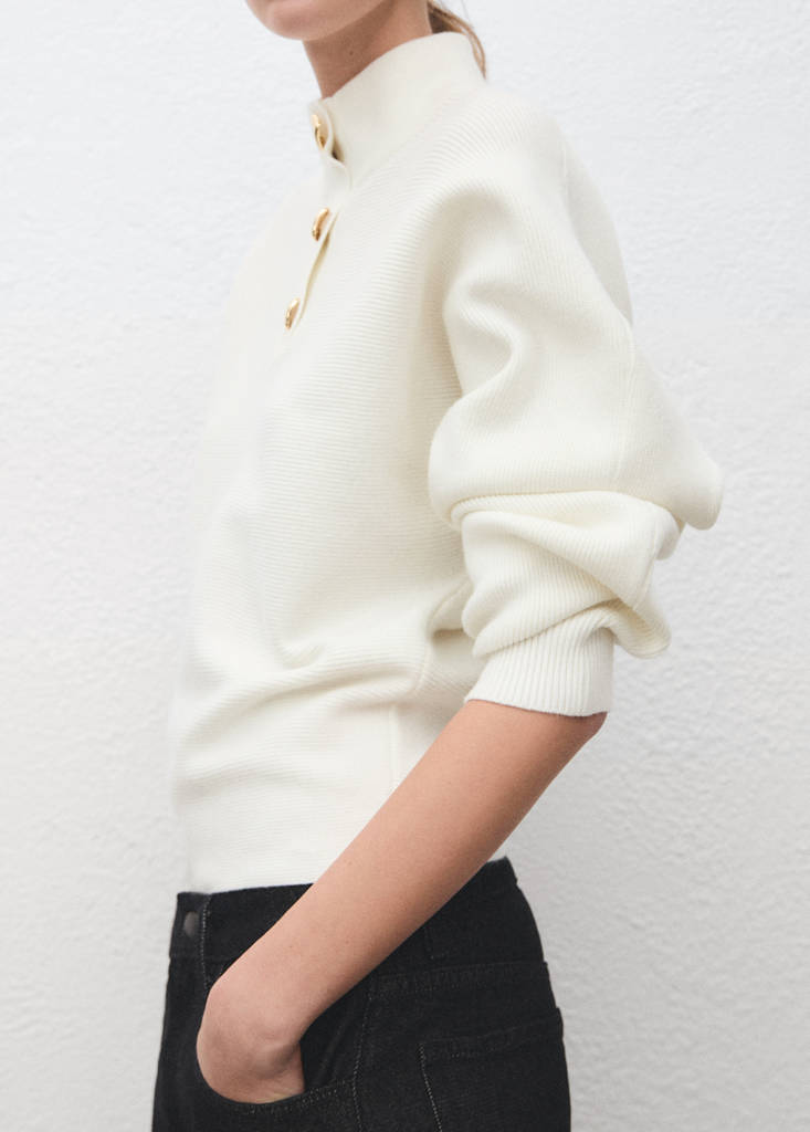 Pull À Col Montant Avec Boutons Bijoux