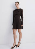 Robe Col Drapé Et Manches Longues