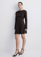 Robe Col Drapé Et Manches Longues