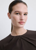 Robe Col Drapé Et Manches Longues