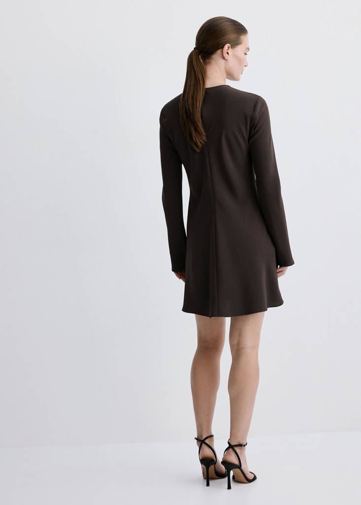 Robe Col Drapé Et Manches Longues