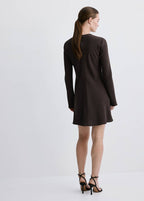 Robe Col Drapé Et Manches Longues