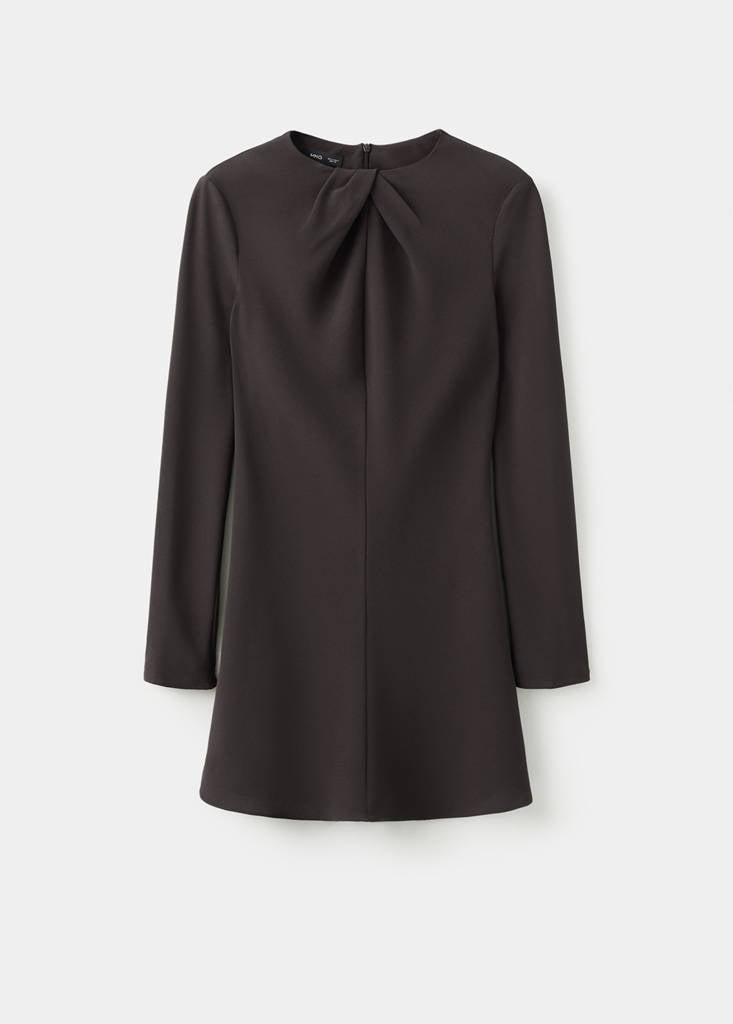 Robe Col Drapé Et Manches Longues