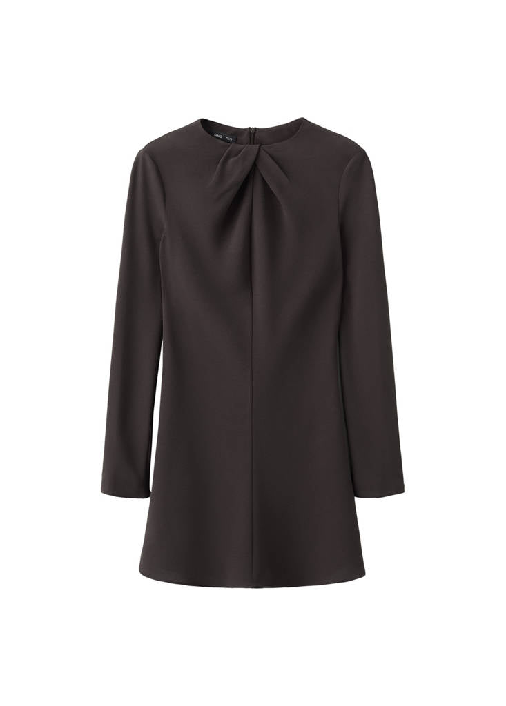 Robe Col Drapé Et Manches Longues