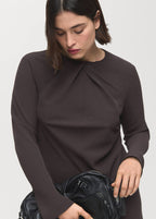 Robe Col Drapé Et Manches Longues